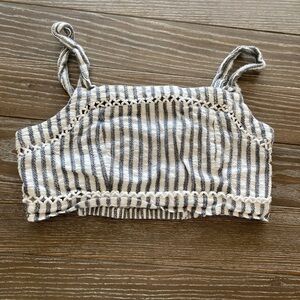 American eagle striped cropped top with smocked back
